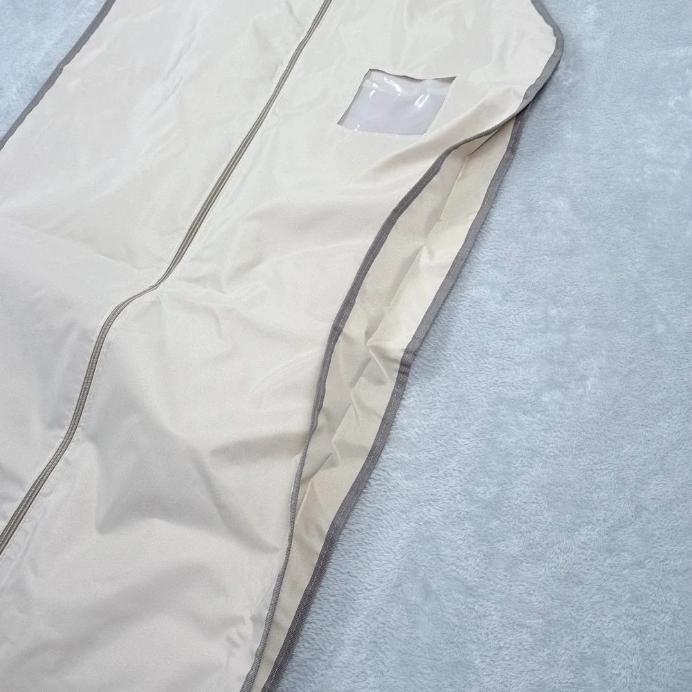 Brioni Garment Bag Cream Grey Logo Hanging Folding Suit Carrier Travel Cover 071